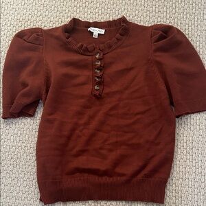 She & Sky Rust Knit Short Sleeve Sweater